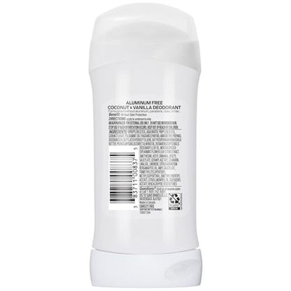 Suave Deodorant für Frauen ohne Aluminium, 2er-Pack, Kokosnuss & Vanille, 2,6 Oz pro Stück