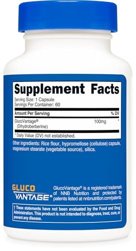 Nutricost Dihydroberberin Kapseln (100 mg, 60 Kapseln) – Bioverfügbareres Berberin-Metabolit