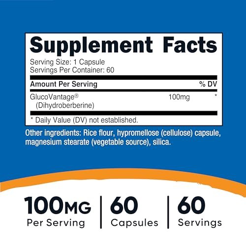Nutricost Dihydroberberin Kapseln (100 mg, 60 Kapseln) – Bioverfügbareres Berberin-Metabolit
