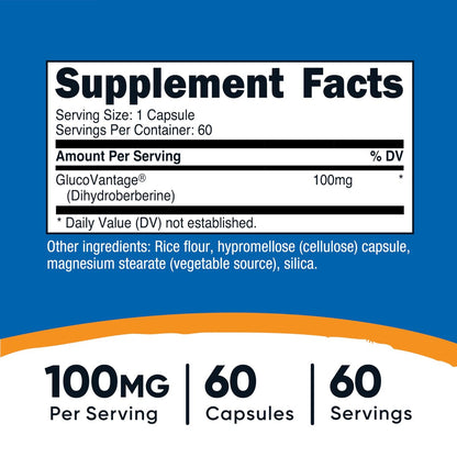 Nutricost Dihydroberberin Kapseln (100 mg, 60 Kapseln) – Bioverfügbareres Berberin-Metabolit