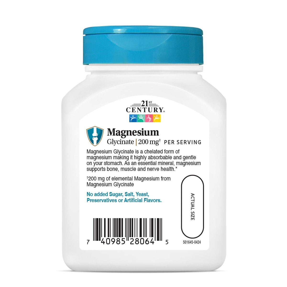21st Century Magnesium Glycinat 200 mg Kapseln pro Portion, 90 Stück