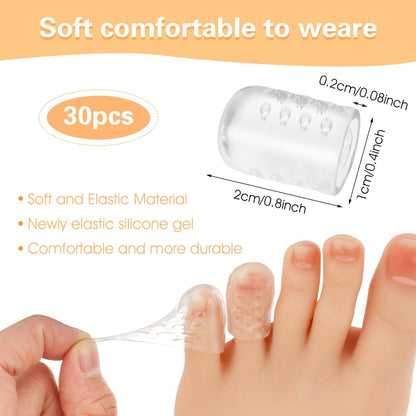 Abeillo 30er-Pack Silikon Zehenprotektoren, Gel-Anti-Reibungs-Zehenkappen, atmungsaktive Zehenkappen für Männer und Frauen, weiche transparente kleine Zehenüberzüge gegen Hühneraugen, Blasen und Schmerzlinderung