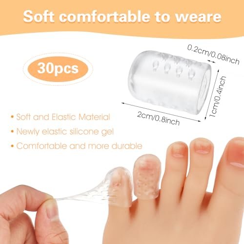 Abeillo 30er-Pack Silikon Zehenprotektoren, Gel-Anti-Reibungs-Zehenkappen, atmungsaktive Zehenkappen für Männer und Frauen, weiche transparente kleine Zehenüberzüge gegen Hühneraugen, Blasen und Schmerzlinderung