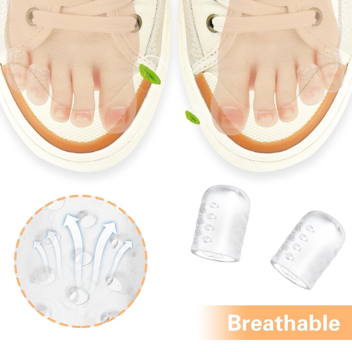 Abeillo 30er-Pack Silikon Zehenprotektoren, Gel-Anti-Reibungs-Zehenkappen, atmungsaktive Zehenkappen für Männer und Frauen, weiche transparente kleine Zehenüberzüge gegen Hühneraugen, Blasen und Schmerzlinderung