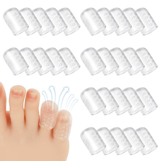 Abeillo 30er-Pack Silikon Zehenprotektoren, Gel-Anti-Reibungs-Zehenkappen, atmungsaktive Zehenkappen für Männer und Frauen, weiche transparente kleine Zehenüberzüge gegen Hühneraugen, Blasen und Schmerzlinderung