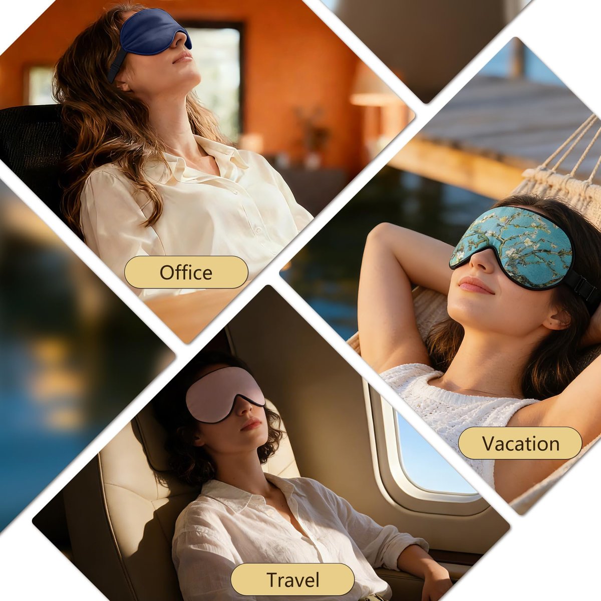 ZIMASILK 2er-Pack 100% Naturseide Schlafmaske, verstellbare superweiche Augenmaske für erholsamen Schlaf, mehrere Farboptionen (2er-Pack, Schwarz)
