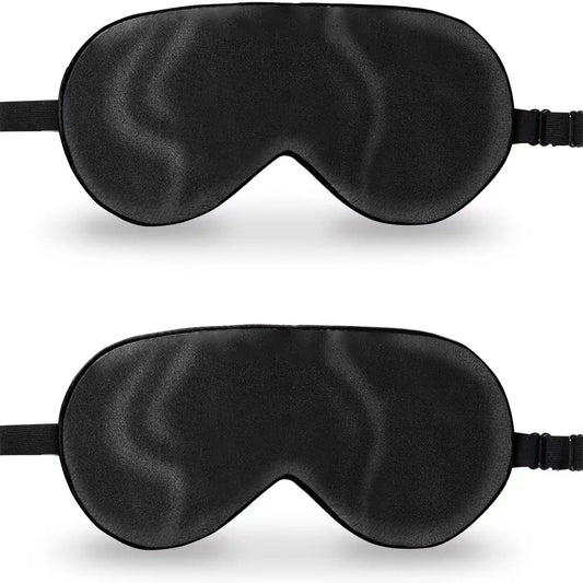 ZIMASILK 2er-Pack 100% Naturseide Schlafmaske, verstellbare superweiche Augenmaske für erholsamen Schlaf, mehrere Farboptionen (2er-Pack, Schwarz)