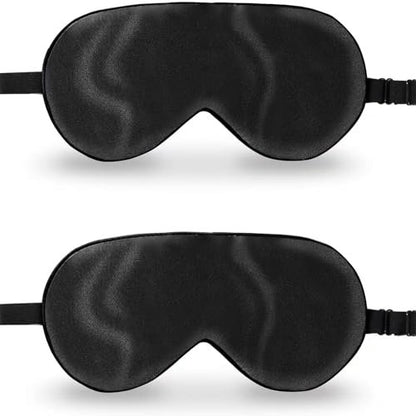 ZIMASILK 2er-Pack 100% Naturseide Schlafmaske, verstellbare superweiche Augenmaske für erholsamen Schlaf, mehrere Farboptionen (2er-Pack, Schwarz)