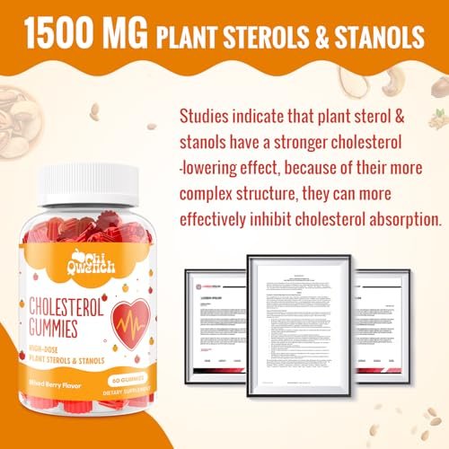 ChiQwench Cholesterin Gummies mit 1500 mg Pflanzensterinen & Stanolen, Cholesterin-Unterstützung, Beeren-Mix-Geschmack, 60 Stück