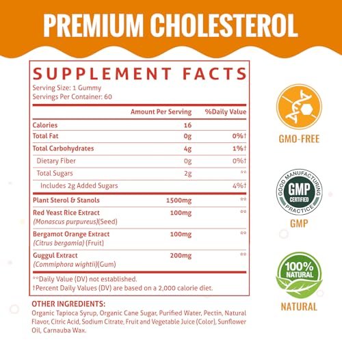 ChiQwench Cholesterin Gummies mit 1500 mg Pflanzensterinen & Stanolen, Cholesterin-Unterstützung, Beeren-Mix-Geschmack, 60 Stück
