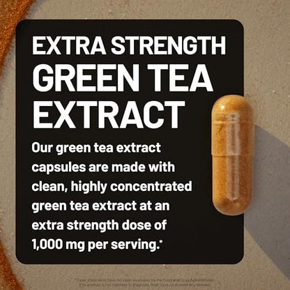 NatureWise Grüntee-Extrakt Kapseln 1000 mg – 50 % EGCG & 98 % Polyphenole – Extra starke Grüntee-Pillen – Antioxidantien für Herzgesundheit & Energie – Vegan, Nicht-GVO – 90 Kapseln (45-Tage-Vorrat)