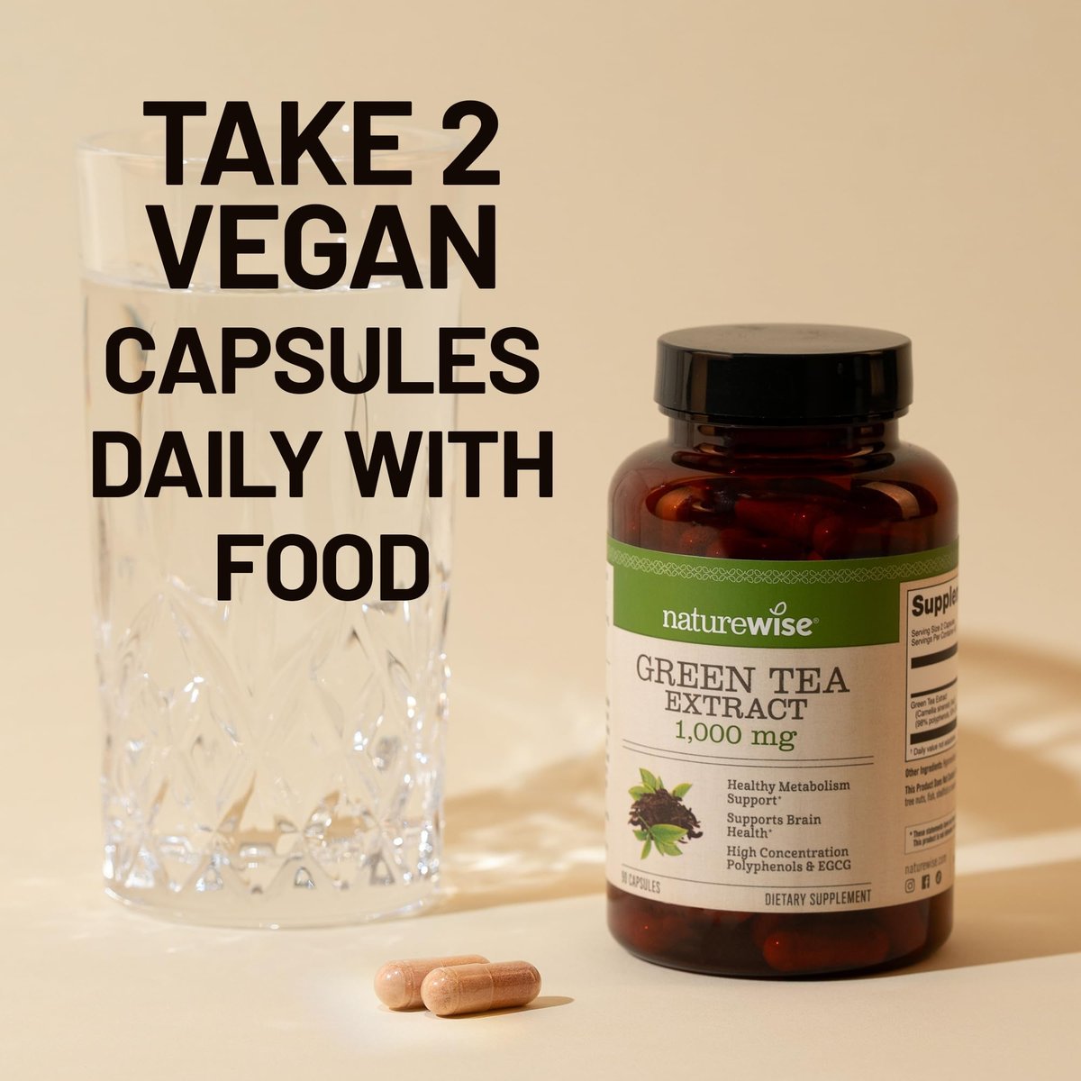 NatureWise Grüntee-Extrakt Kapseln 1000 mg – 50 % EGCG & 98 % Polyphenole – Extra starke Grüntee-Pillen – Antioxidantien für Herzgesundheit & Energie – Vegan, Nicht-GVO – 120 Kapseln (60-Tage-Vorrat)