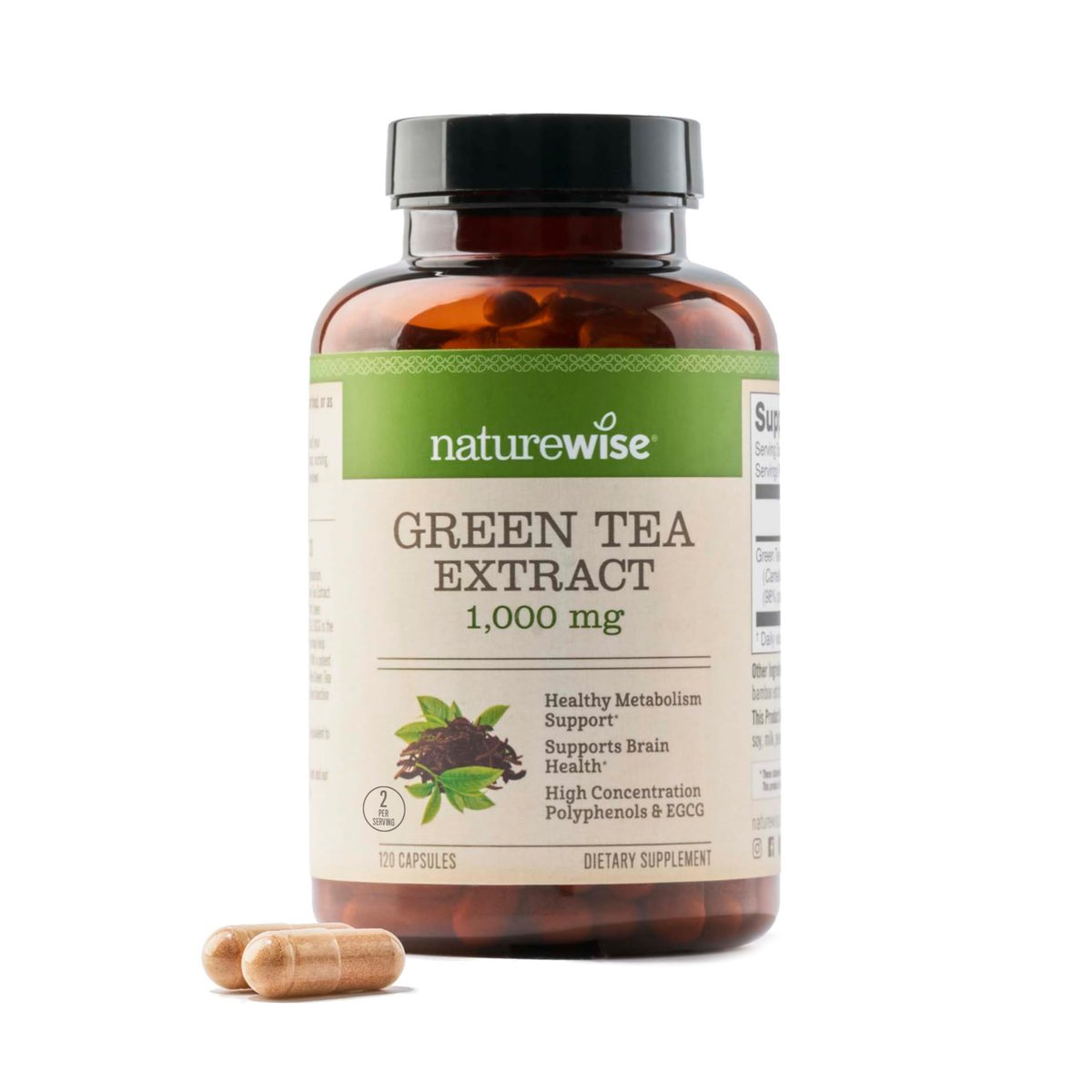 NatureWise Grüntee-Extrakt Kapseln 1000 mg – 50 % EGCG & 98 % Polyphenole – Extra starke Grüntee-Pillen – Antioxidantien für Herzgesundheit & Energie – Vegan, Nicht-GVO – 120 Kapseln (60-Tage-Vorrat)