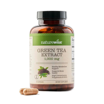 NatureWise Grüntee-Extrakt Kapseln 1000 mg – 50 % EGCG & 98 % Polyphenole – Extra starke Grüntee-Pillen – Antioxidantien für Herzgesundheit & Energie – Vegan, Nicht-GVO – 120 Kapseln (60-Tage-Vorrat)