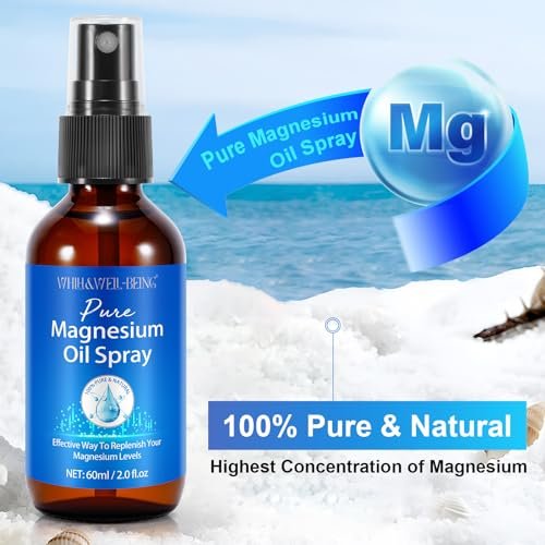 Magnesium Spray – Reines Magnesiumöl für die Füße, natürliche Inhaltsstoffe in Glasflasche, leicht absorbierbar, 2er-Pack