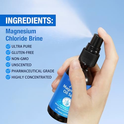 Magnesium Spray – Reines Magnesiumöl für die Füße, natürliche Inhaltsstoffe in Glasflasche, leicht absorbierbar, 2er-Pack