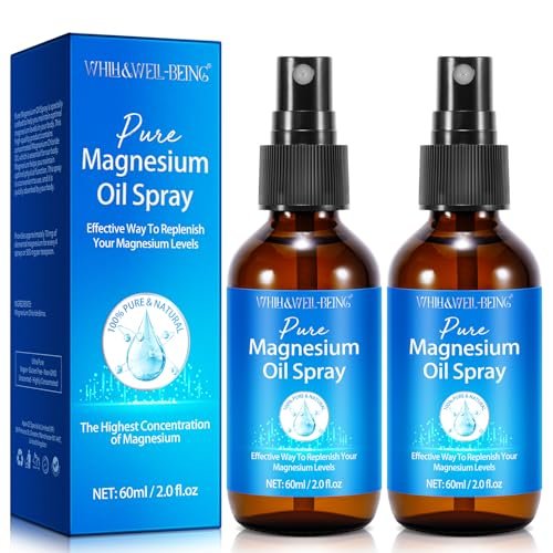 Magnesium Spray – Reines Magnesiumöl für die Füße, natürliche Inhaltsstoffe in Glasflasche, leicht absorbierbar, 2er-Pack