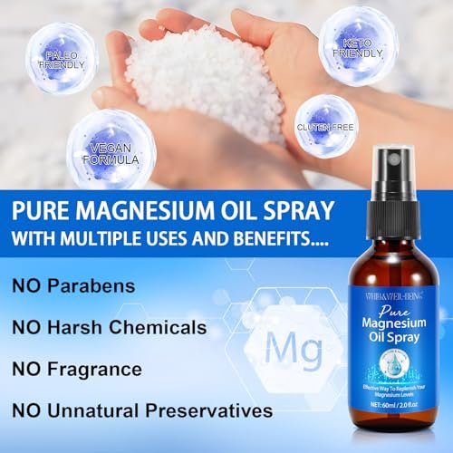 Magnesium Spray – Reines Magnesiumöl für die Füße, natürliche Inhaltsstoffe in Glasflasche, leicht absorbierbar, 2er-Pack