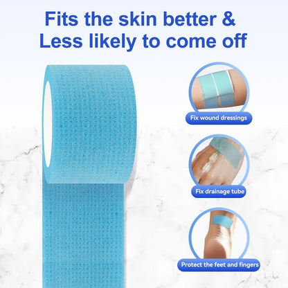 Niceful 2 Rollen Silikon-Medizinisches Tape für die Wundversorgung - Hypoallergenes Chirurgisches Tape zur Fixierung von Verbänden und Gaze, Blaues Wasserdichtes Medizinisches Tape für empfindliche Haut (1" x 5,5 Yard)