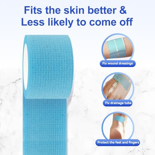Niceful 2 Rollen Silikon-Medizinisches Tape für die Wundversorgung - Hypoallergenes Chirurgisches Tape zur Fixierung von Verbänden und Gaze, Blaues Wasserdichtes Medizinisches Tape für empfindliche Haut (1" x 5,5 Yard)