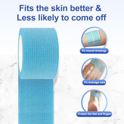 Niceful 2 Rollen Silikon-Medizinisches Tape für die Wundversorgung - Hypoallergenes Chirurgisches Tape zur Fixierung von Verbänden und Gaze, Blaues Wasserdichtes Medizinisches Tape für empfindliche Haut (1" x 5,5 Yard)