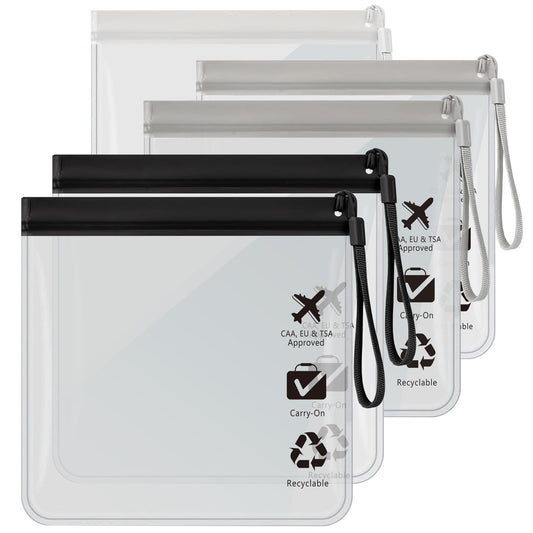 5er-Pack TSA-zugelassene Kulturbeutel im Quart-Format – Reisebeutel für EU-, UK- & US-Handgepäckbestimmungen, wasserdicht & auslaufsicher, durchsichtige Kosmetiktasche für 3-1-1-Flüssigkeiten