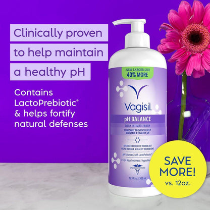 Vagisil Intimwaschgel für die Intimhygiene, pH-Balance, gynäkologisch getestet, hypoallergen, 500 ml mit Pumpspender