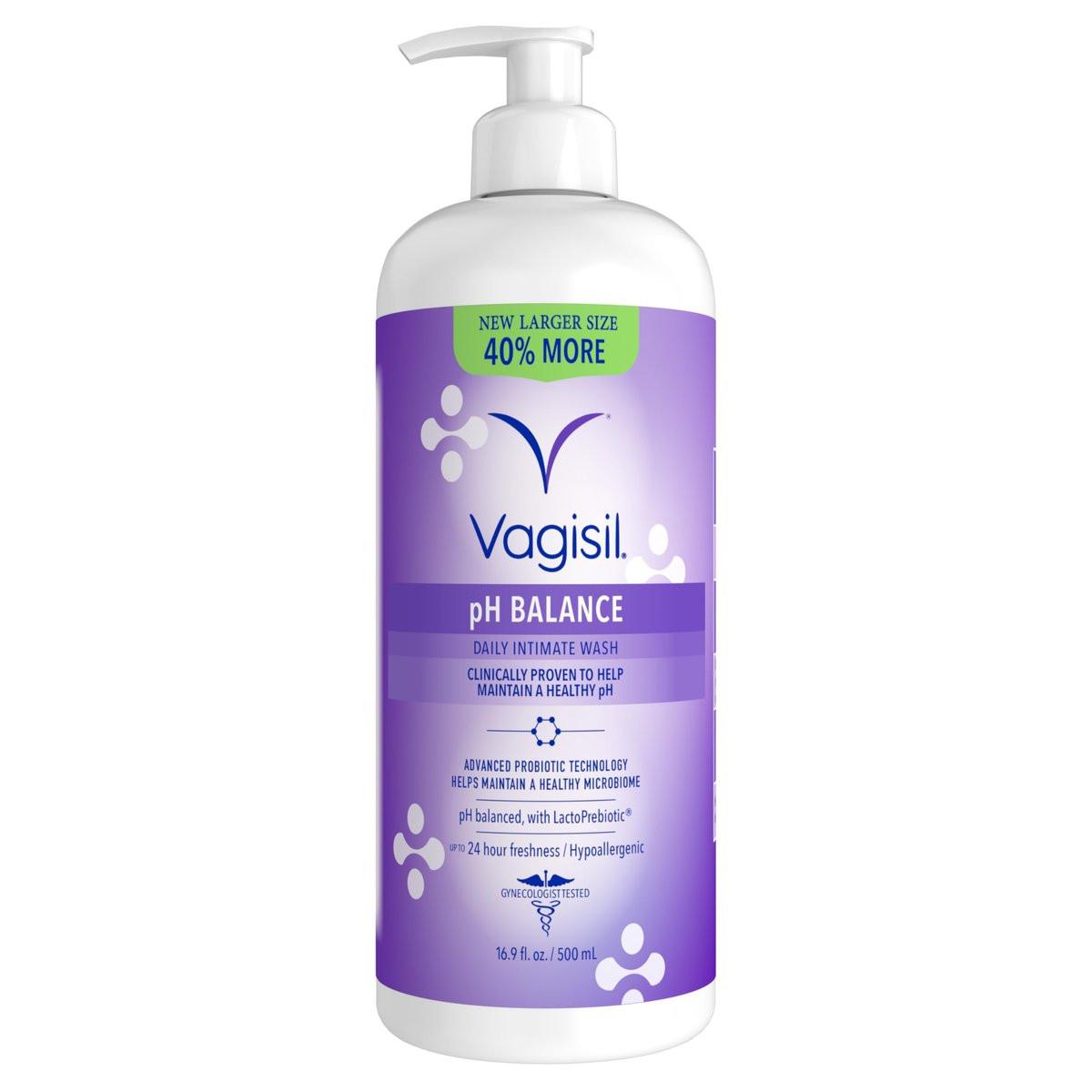 Vagisil Intimwaschgel für die Intimhygiene, pH-Balance, gynäkologisch getestet, hypoallergen, 500 ml mit Pumpspender