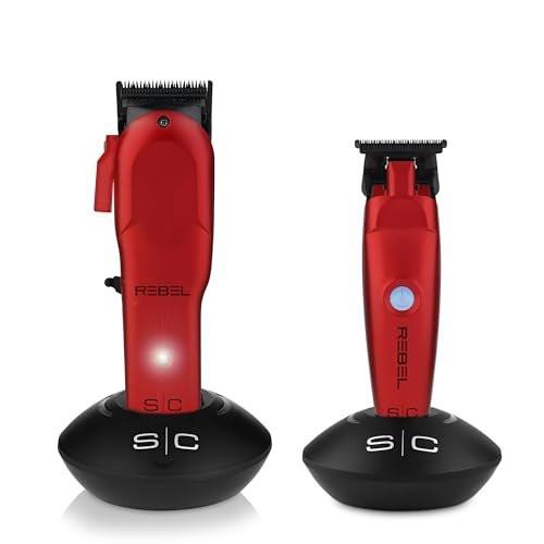 Stylecraft Rebel Professional Modular Kabelloser Haarschneider und Trimmer mit Super-Torque Motor Kombiset - Rot