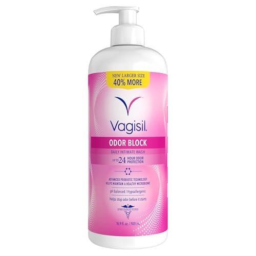 Vagisil Intimwaschgel für die Intimhygiene, Odor Block, gynäkologisch getestet, hypoallergen, 500 ml mit Pumpe