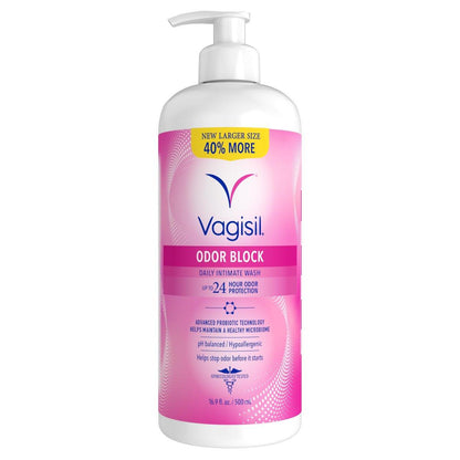 Vagisil Intimwaschgel für die Intimhygiene, Odor Block, gynäkologisch getestet, hypoallergen, 500 ml mit Pumpe