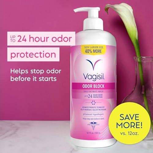Vagisil Intimwaschgel für die Intimhygiene, Odor Block, gynäkologisch getestet, hypoallergen, 500 ml mit Pumpe