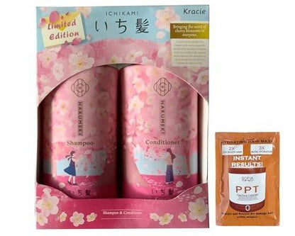 Ichikami Sakura & Cherry Blossom Shampoo und Conditioner Set, limitierte Edition, 2-teilig, Rosa und Weiß