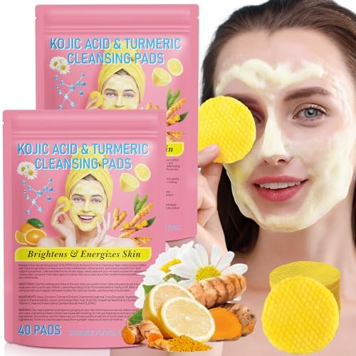 A r b c r n Kurkuma Reinigungspads 2er-Pack, Kojisäure und Kurkuma Reinigungspads für Gesicht und Körper, entfernen überschüssiges Keratin, 80 Stück