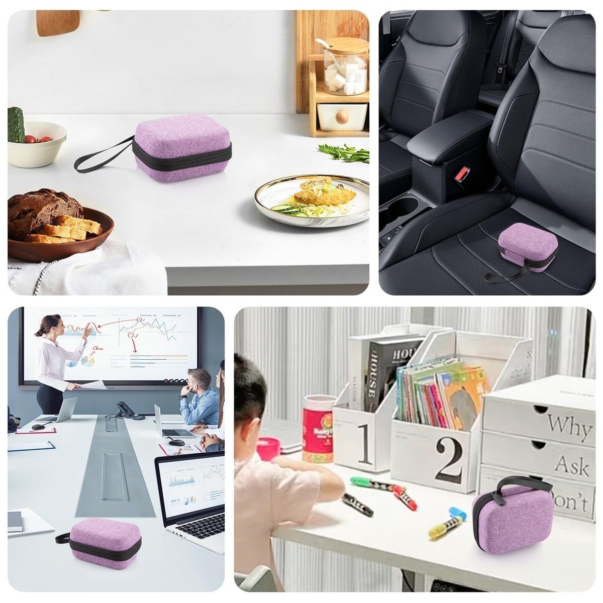 Mviioe Insulin-Kühlschrank-Aufbewahrungstasche für Insulinfläschchen, Peptid-Organizer-Tasche für 10-ml-Fläschchen, herausnehmbares Design mit 2 Größen Schaumstoff (6 Steckplätze) (Lila)