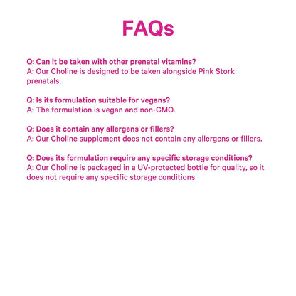Pink Stork Cholin - 550 mg Cholinbitartrat von VitaCholine für Schwangere und Stillende - Präparat für fetale kognitive Gesundheit und Muttermilchqualität - 1 Kapsel täglich, 30 Stück