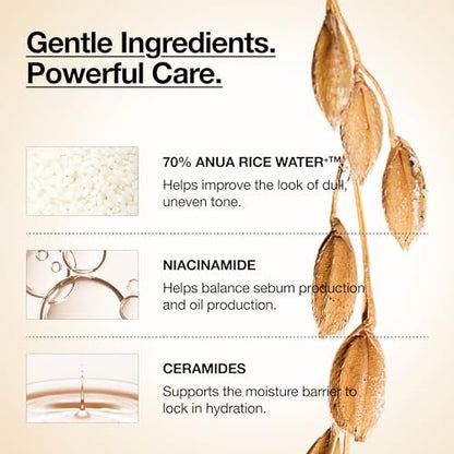 Anua Rice 70 Glow Milky Toner – Feuchtigkeitsspendender Toner für Glas- & Dewy Skin mit Niacinamid & Ceramiden, 250 ml