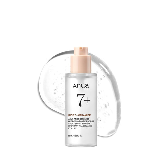 Anua Rice Ceramide 7 Hydrating Barrier Serum – Feuchtigkeitsspendendes Gesichtsserum mit Hyaluronsäure und Niacinamid, nicht komedogen, parfümfrei, für empfindliche und trockene Haut, koreanische Hautpflege, 50 ml