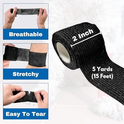 Frontline 24er Pack Selbstklebende Bandage 5 cm x 4,5 m – Athletik-Tape, Vlies-Bandage, elastisch, hautfreundlich (Schwarz)