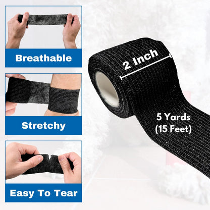 Frontline 24er Pack Selbstklebende Bandage 5 cm x 4,5 m – Athletik-Tape, Vlies-Bandage, elastisch, hautfreundlich (Schwarz)
