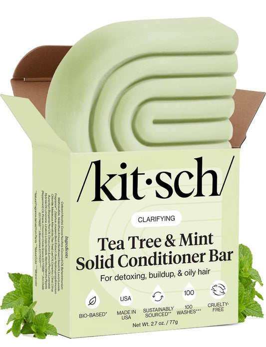 Kitsch Klärender Conditioner Bar mit Teebaum & Minze – Festes Haarconditioner für Kopfhaut & Ölkontrolle – Vegane Haarpflege für Damen und Herren, Farbschonend, Nachhaltig – 76 g