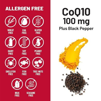 NatureWise CoQ10 100mg + Schwarzer Pfeffer – Hochabsorbierbares Coenzym Q10 mit Piperin – Antioxidans für Herzgesundheit & Zellenergie – Vegan, Nicht-GVO, Glutenfrei – 30 Kapseln [30-Tage-Vorrat]