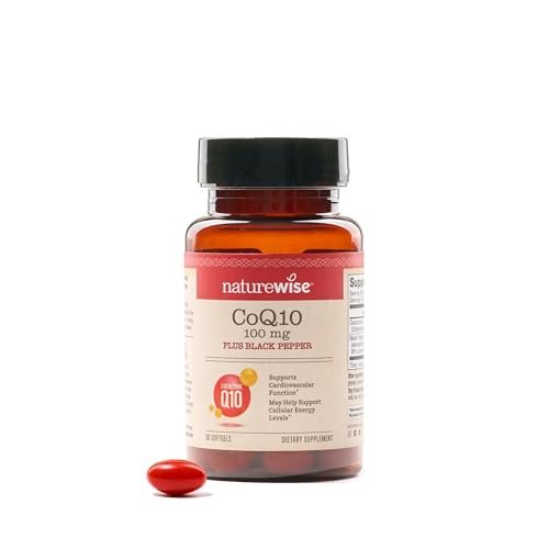 NatureWise CoQ10 100mg + Schwarzer Pfeffer – Hochabsorbierbares Coenzym Q10 mit Piperin – Antioxidans für Herzgesundheit & Zellenergie – Vegan, Nicht-GVO, Glutenfrei – 30 Kapseln [30-Tage-Vorrat]