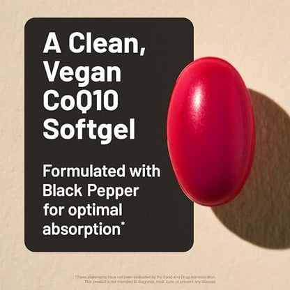 NatureWise CoQ10 100mg + Schwarzer Pfeffer – Hochabsorbierbares Coenzym Q10 mit Piperin – Antioxidans für Herzgesundheit & Zellenergie – Vegan, Nicht-GVO, Glutenfrei – 30 Kapseln [30-Tage-Vorrat]