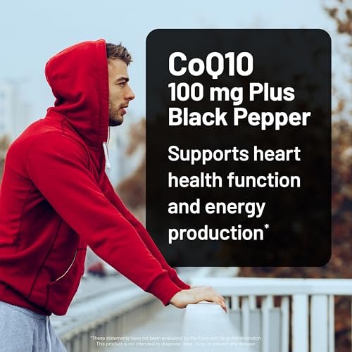 NatureWise CoQ10 100mg + Schwarzer Pfeffer – Hochabsorbierbares Coenzym Q10 mit Piperin – Antioxidans für Herzgesundheit & Zellenergie – Vegan, Nicht-GVO, Glutenfrei – 30 Kapseln [30-Tage-Vorrat]