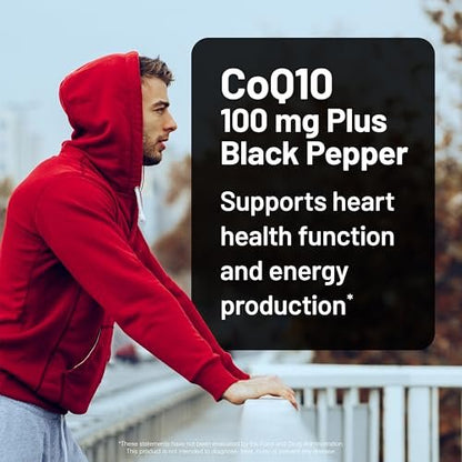 NatureWise CoQ10 100mg + Schwarzer Pfeffer – Hochabsorbierbares Coenzym Q10 mit Piperin – Antioxidans für Herzgesundheit & Zellenergie – Vegan, Nicht-GVO, Glutenfrei – 30 Kapseln [30-Tage-Vorrat]