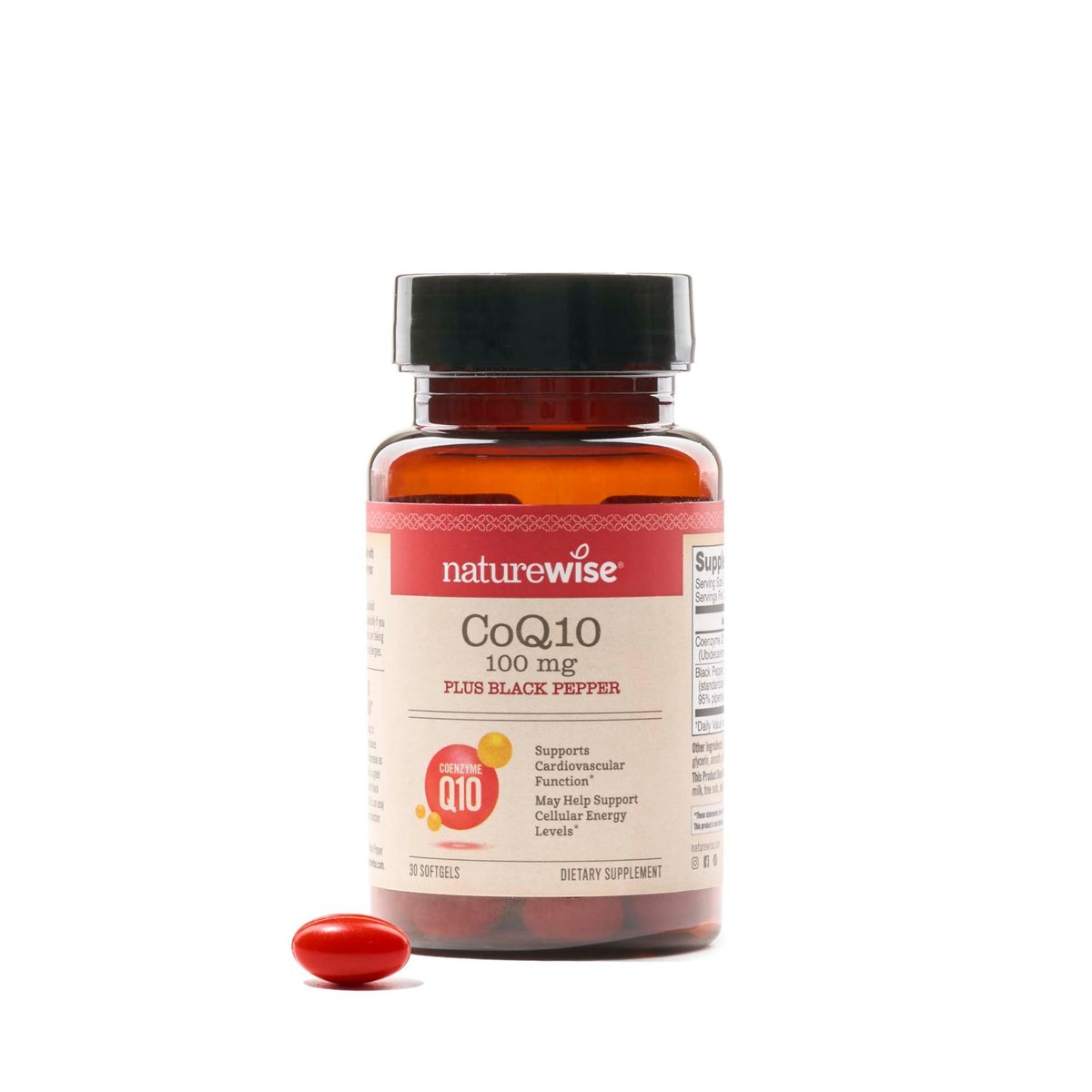 NatureWise CoQ10 100mg + Schwarzer Pfeffer – Hochabsorbierbares Coenzym Q10 mit Piperin – Antioxidans für Herzgesundheit & Zellenergie – Vegan, Nicht-GVO, Glutenfrei – 30 Kapseln [30-Tage-Vorrat]