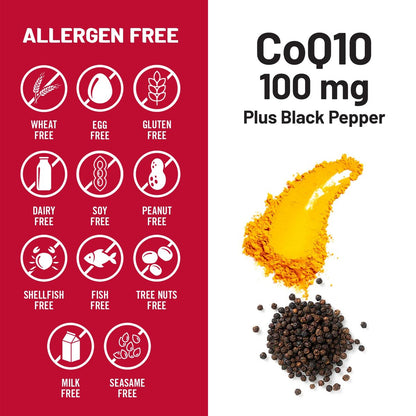 NatureWise CoQ10 100mg + Schwarzer Pfeffer – Hochabsorbierbares Coenzym Q10 mit Piperin – Antioxidans für Herzgesundheit & Zellenergie – Vegan, Nicht-GVO, Glutenfrei – 30 Kapseln [30-Tage-Vorrat]