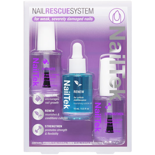Nail Tek Rescue System – Nagelreparatur für beschädigte Nägel, Hydratisieren, Erneuern & Stärken, Nagelbehandlung, Hergestellt in den USA, 3 x 15 ml