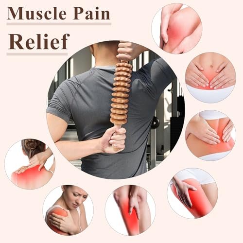 Xokocli Cellulite-Massagegerät aus Holz – Faszienroller für Beine, Oberschenkel & Rücken – Lymphdrainage & Muskelentspannung (Weiß, 12 Räder)
